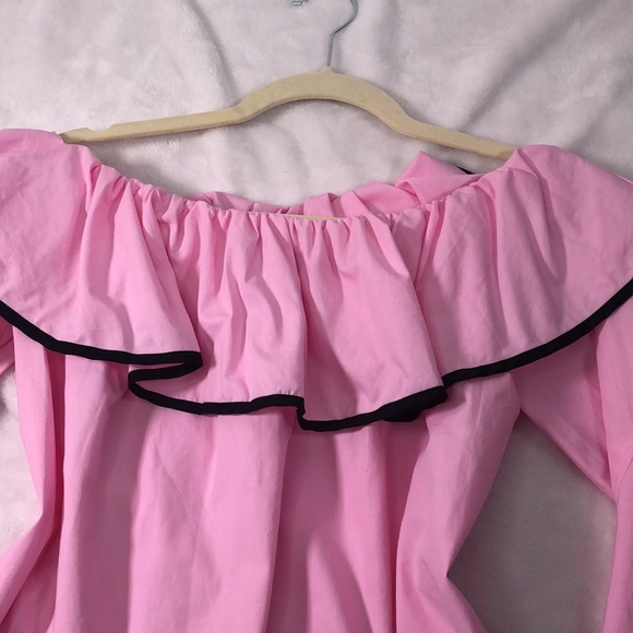Zara pink off shoulder top with black trim - Picture 4 of 8